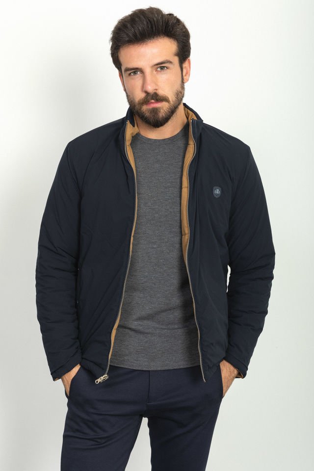 Двустороннее надувное мужское пальто Camel Color Slim Fit с прочным воротником