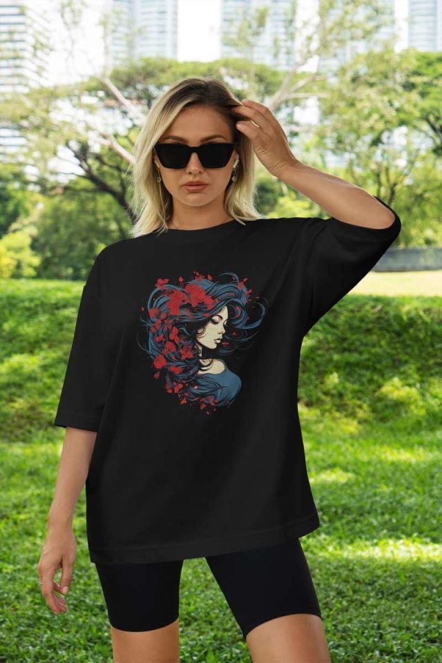 Kadın Oversize Baskılı Tişört 23OV02