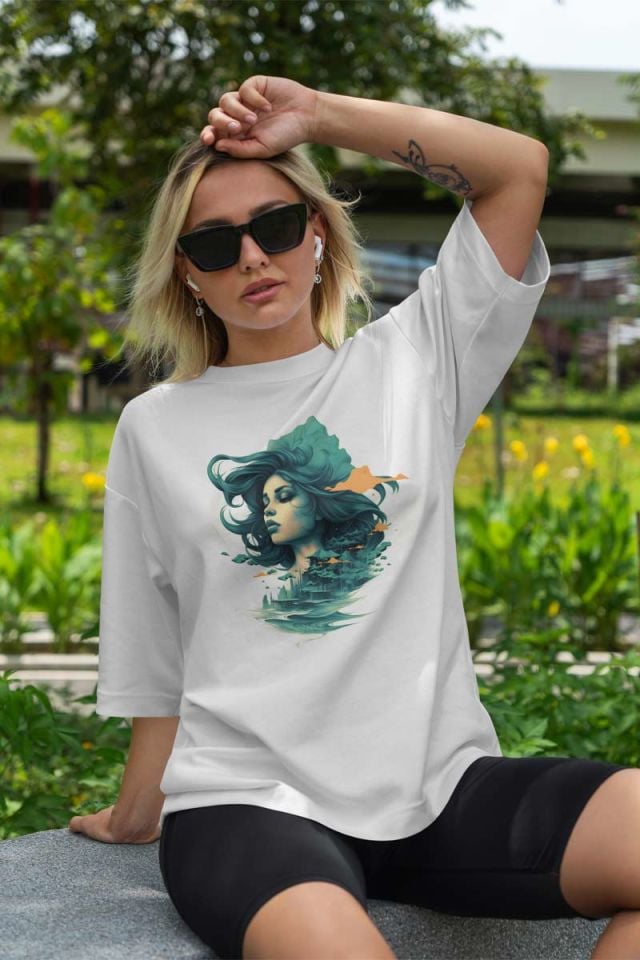 Kadın Oversize Baskılı Tişört 23OV03