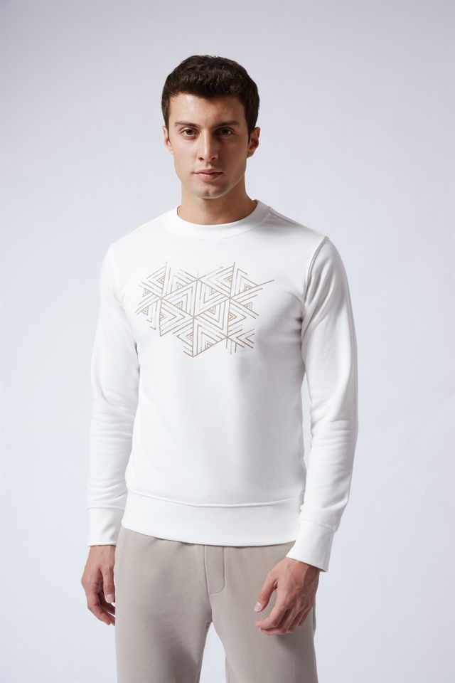 Bisiklet Yaka Sweatshirt Ekru