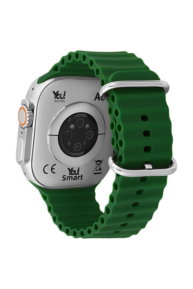 You Watch A8-A83 You Smart Silver & Dark Green Silicon Kol Saati