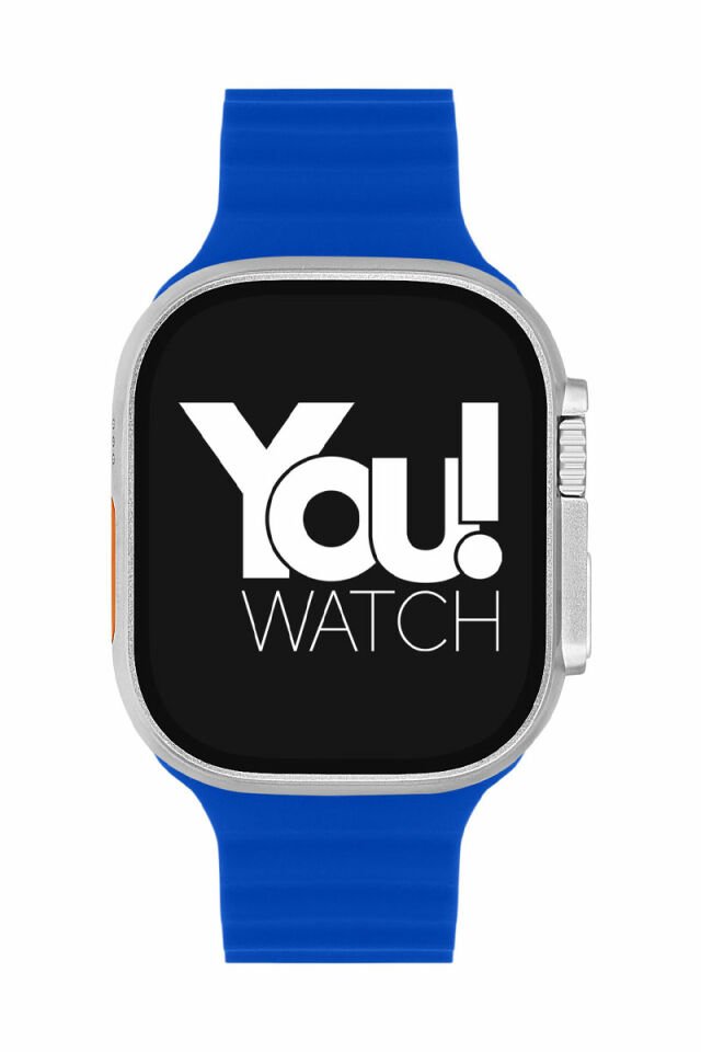 You Watch A8-A84 You Smart Silver & Blue Silicon Kol Saati