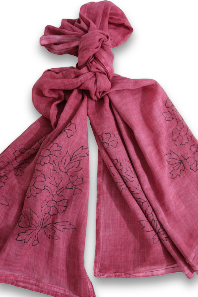 Original Tokat Traditional Hand Printed Shawl Fuchsia