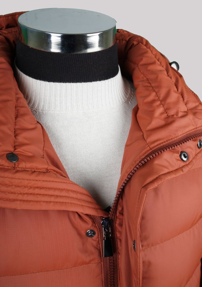 Quilted Hooded Men's Coat Orange