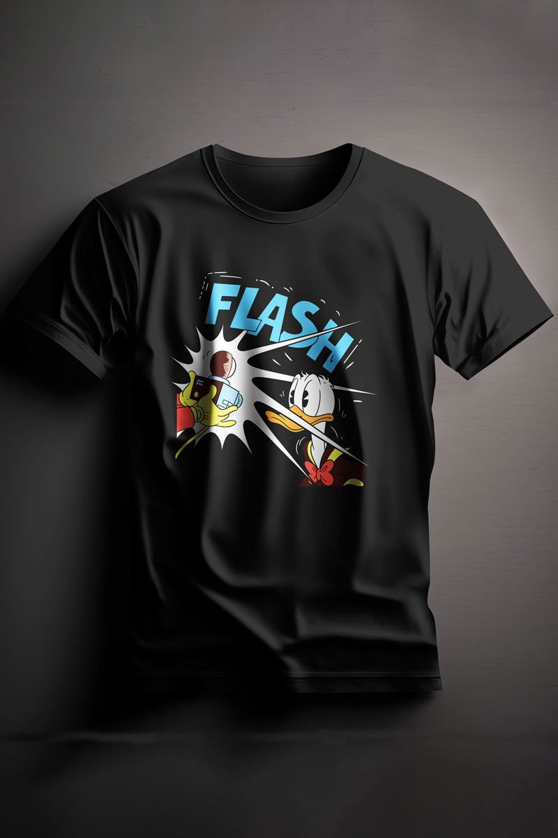 Unisex Printed Black T Shirt Flash