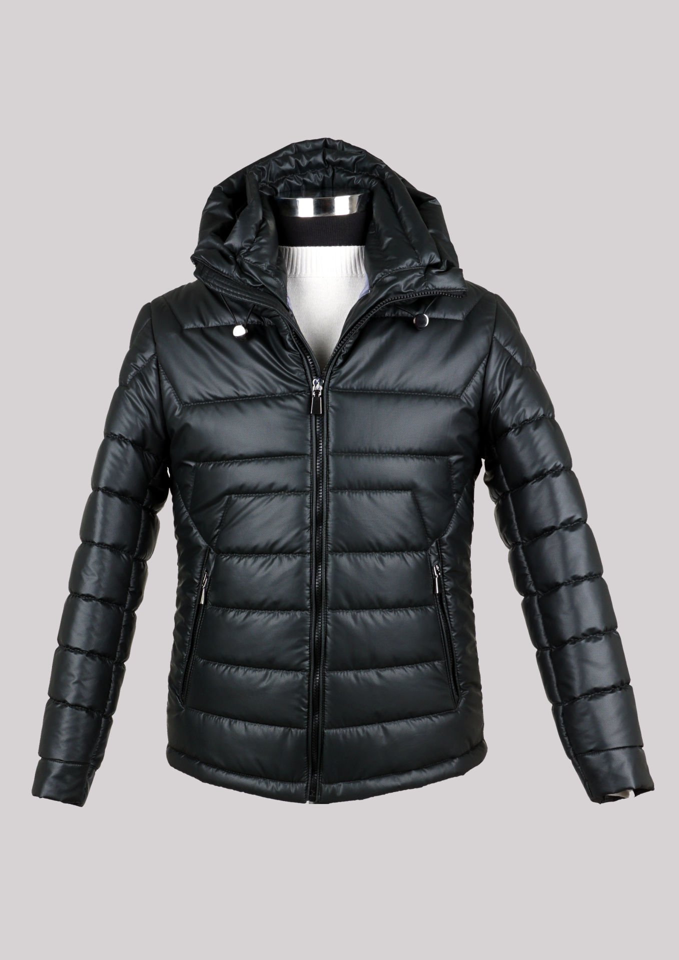 Quilted Hooded Men's Coat Dark Green