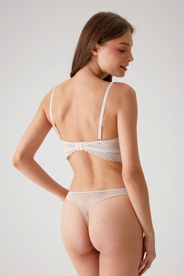Pierre Cardin 4833 Lace Detailed Bralette Bra Set Stone