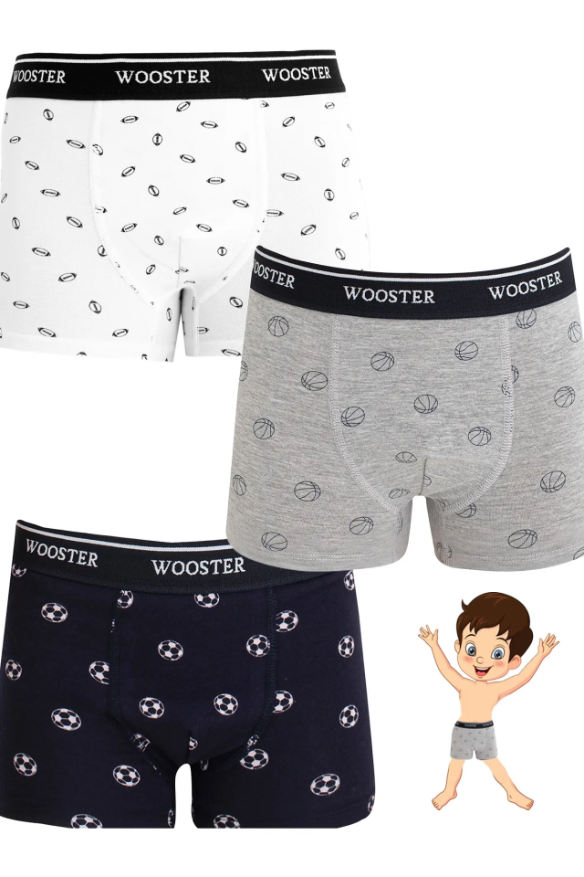 Wooster 3'lü Erkek Çocuk Pamuklu Boxer