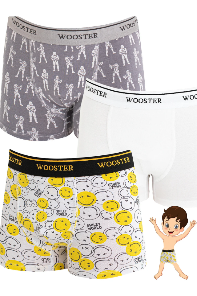 Wooster 3'lü Erkek Çocuk Pamuklu Boxer