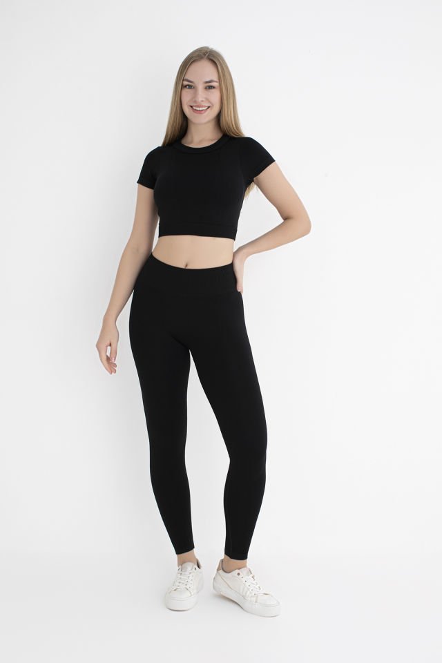 Kadın Toparlayıcı Sporcu Kısa Kollu Crop Top Dikişsiz