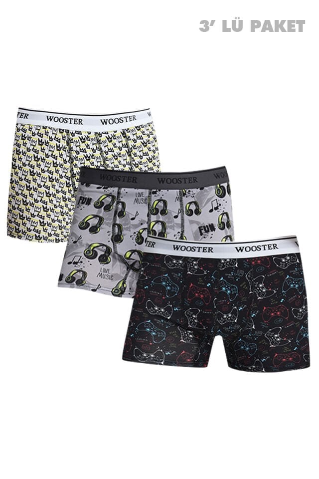 Strech Cotton Pamuklu 3'lü Boxer Seti