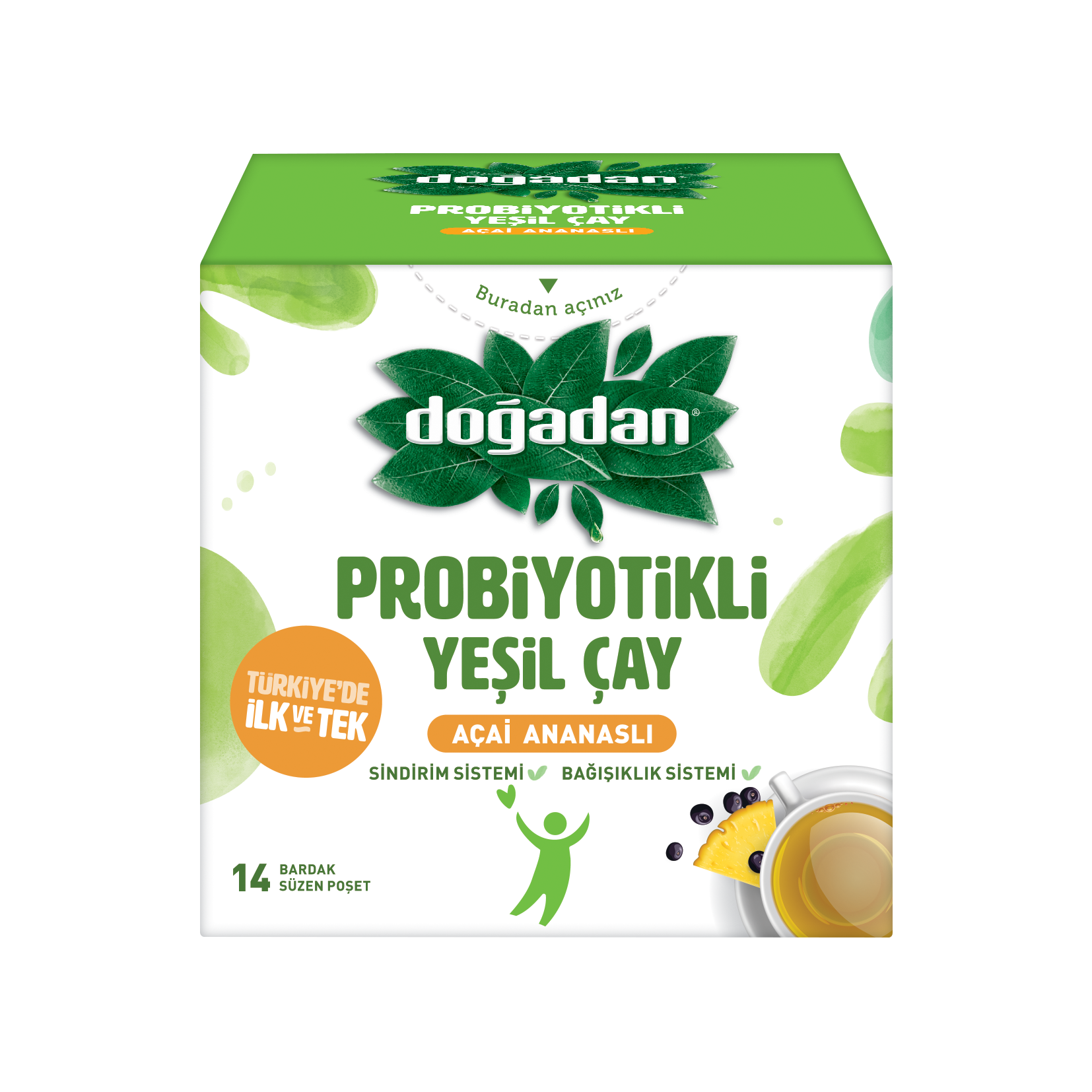 Doğadan Probiyotikli Yeşil Çay Açai Ananaslı 14 Lü