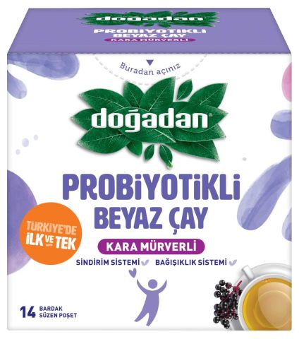 Doğadan Probiyotikli Beyaz Çay Kara Mürverli 14 Lü