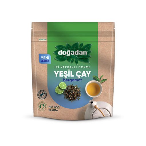 Doğadan İri Yapraklı Dökme Yeşil Çay  Bergomatlı 50 Gr