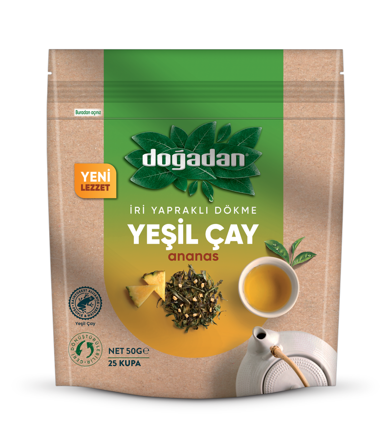 Doğadan İri Yapraklı Dökme Yeşil Çay Ananas 50 Gr