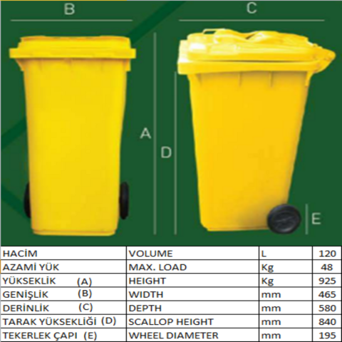 Konteyner 120 Lt Renkli Pedallı
