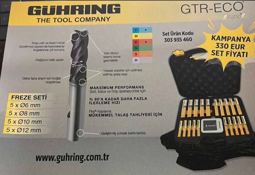 KARBÜR PARMAK FREZE SETİ GT-REX GUHRING