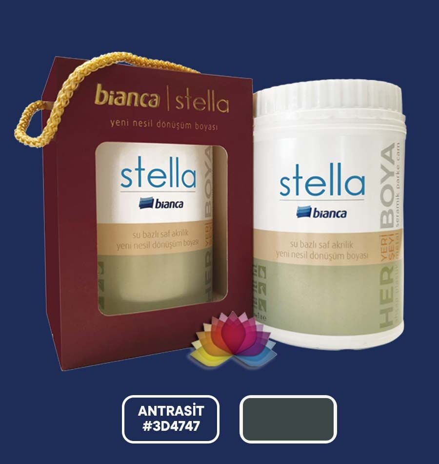 Bianca Stella Su Bazlı Saf Akrilik Boya - Antrasit
