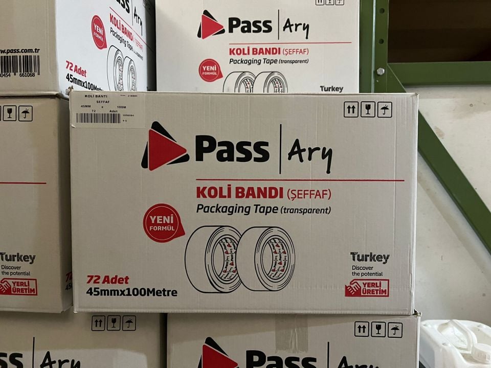 PASS / ARY Şeffaf Koli Bandı 45x100 Metre (KOLİ)
