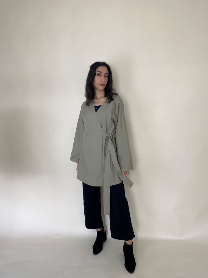 Haki Bağlamalı Kimono