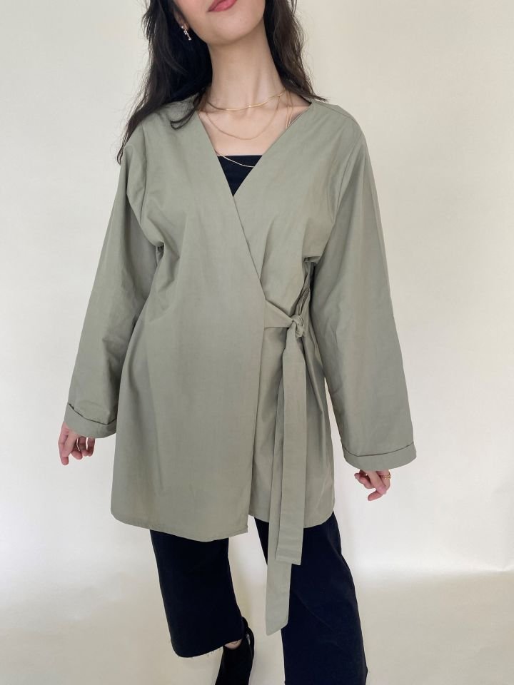 Haki Bağlamalı Kimono