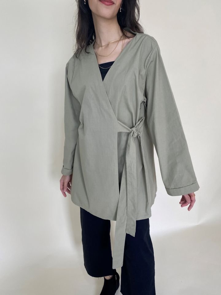 Haki Bağlamalı Kimono
