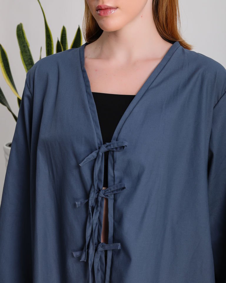 Bağlamalı Mavi Kimono