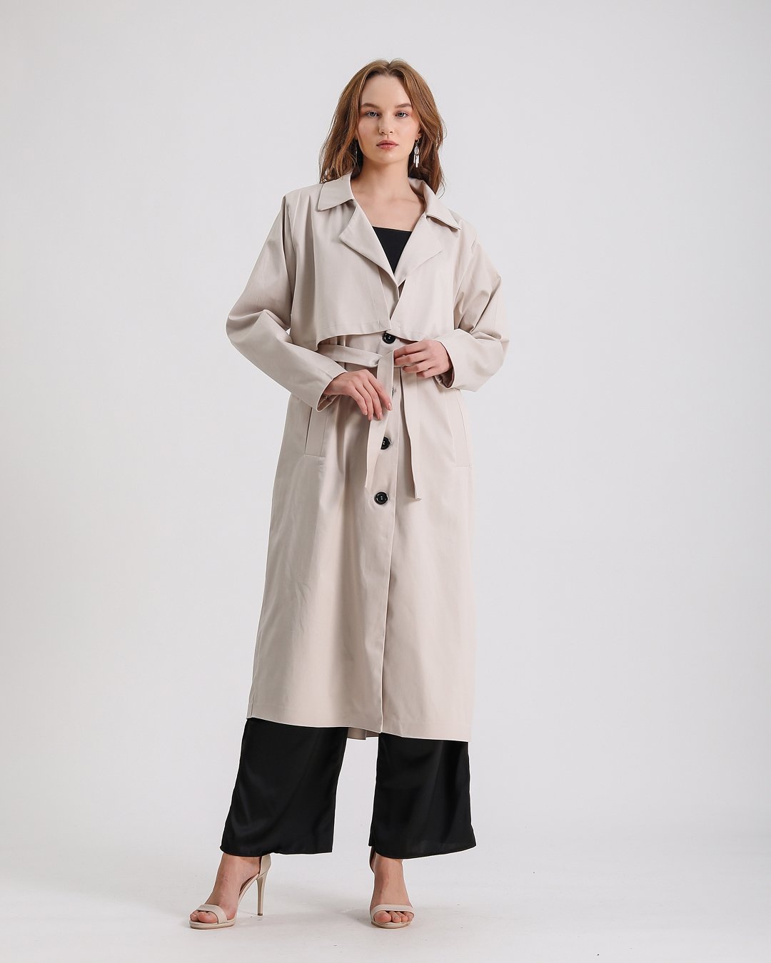Taş Rengi Basic Trençkot