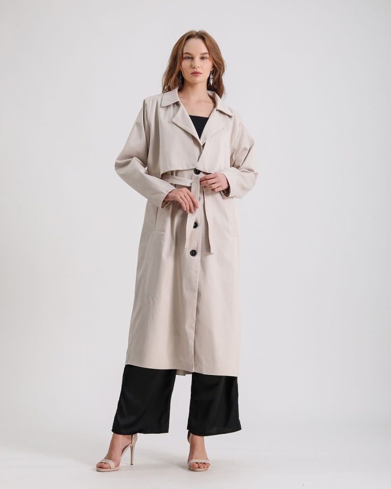 Taş Rengi Basic Trençkot