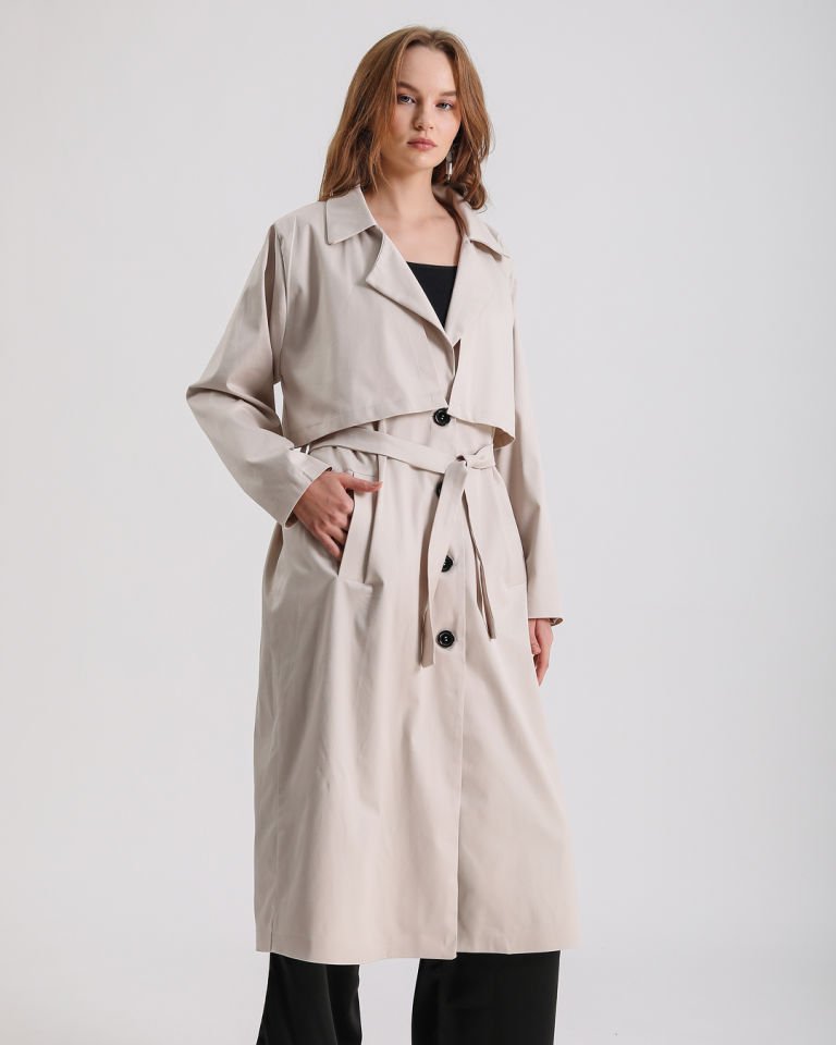 Taş Rengi Basic Trençkot