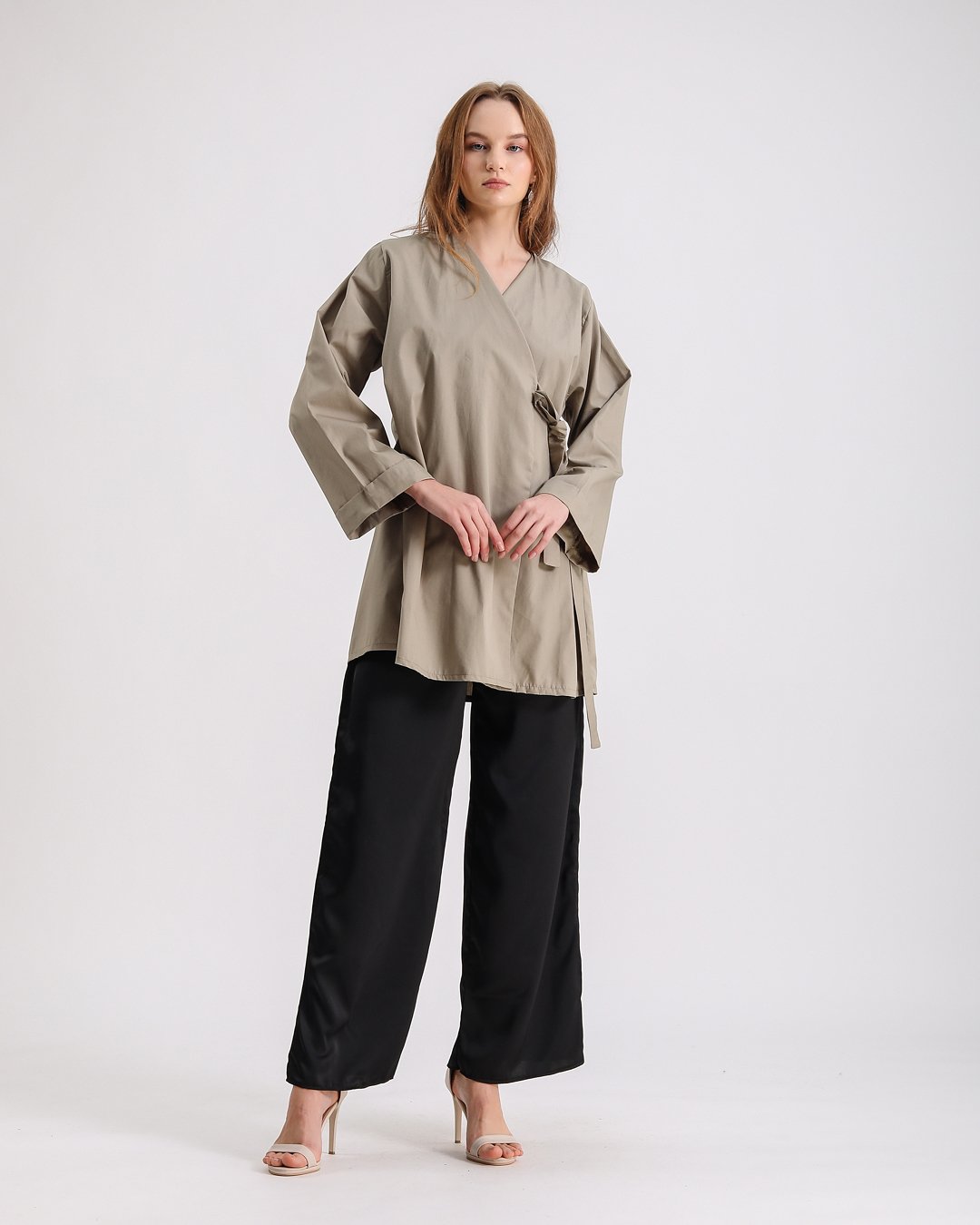 Haki Bağlamalı Kimono