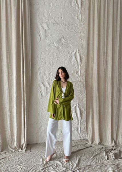 Yeşil Bağlamalı Kimono