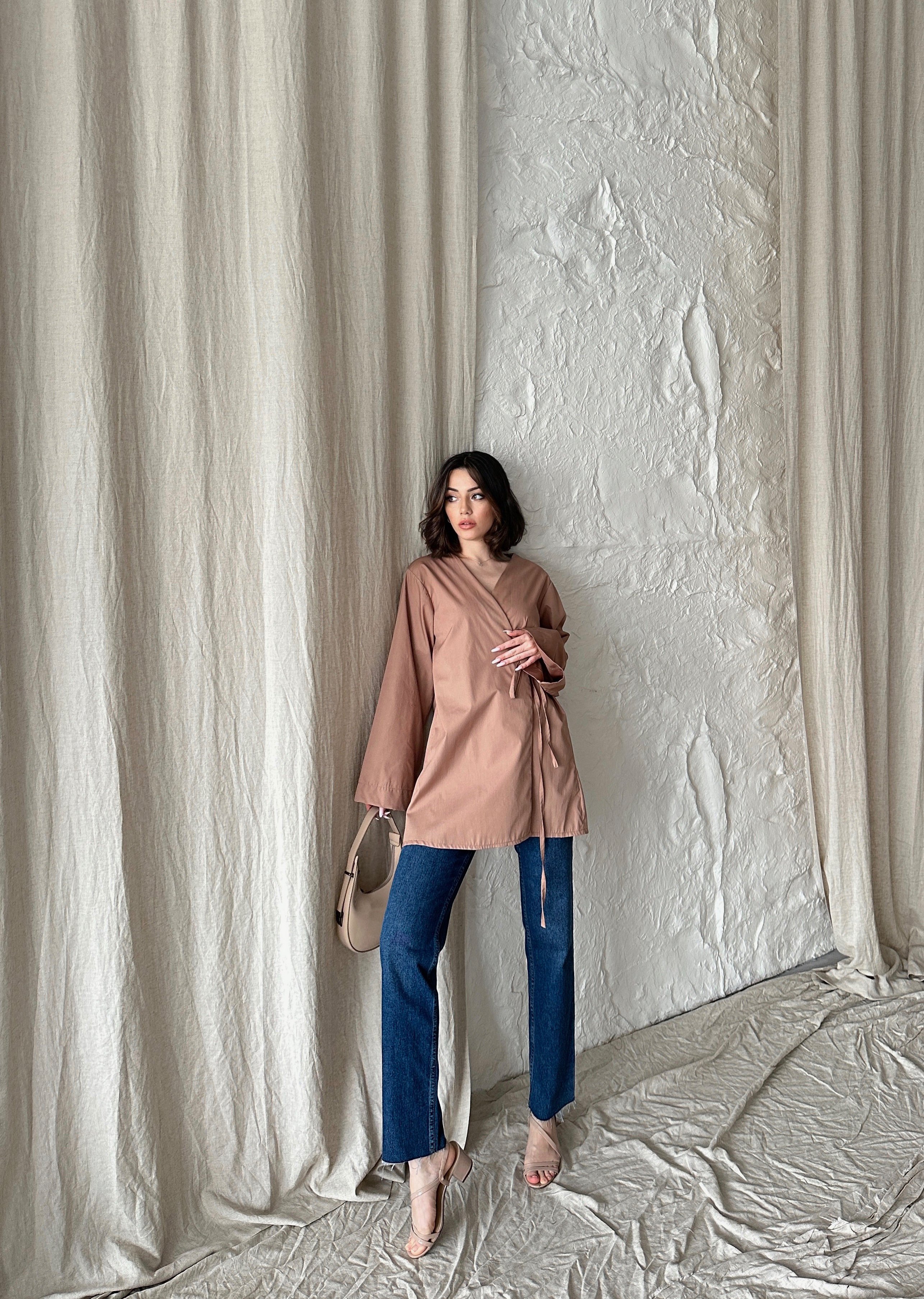 Pudra Bağlamalı Kimono