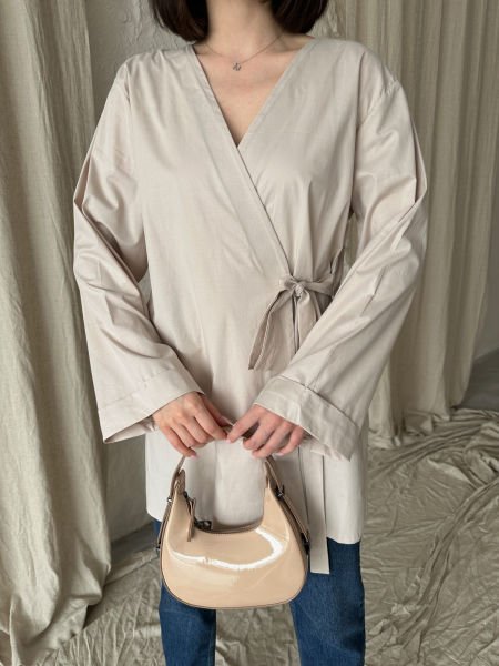 Ekru Bağlamalı Kimono