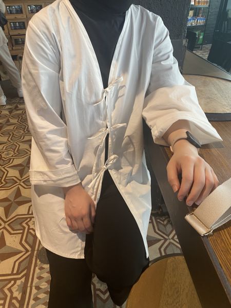 Beyaz Bağlamalı Kimono