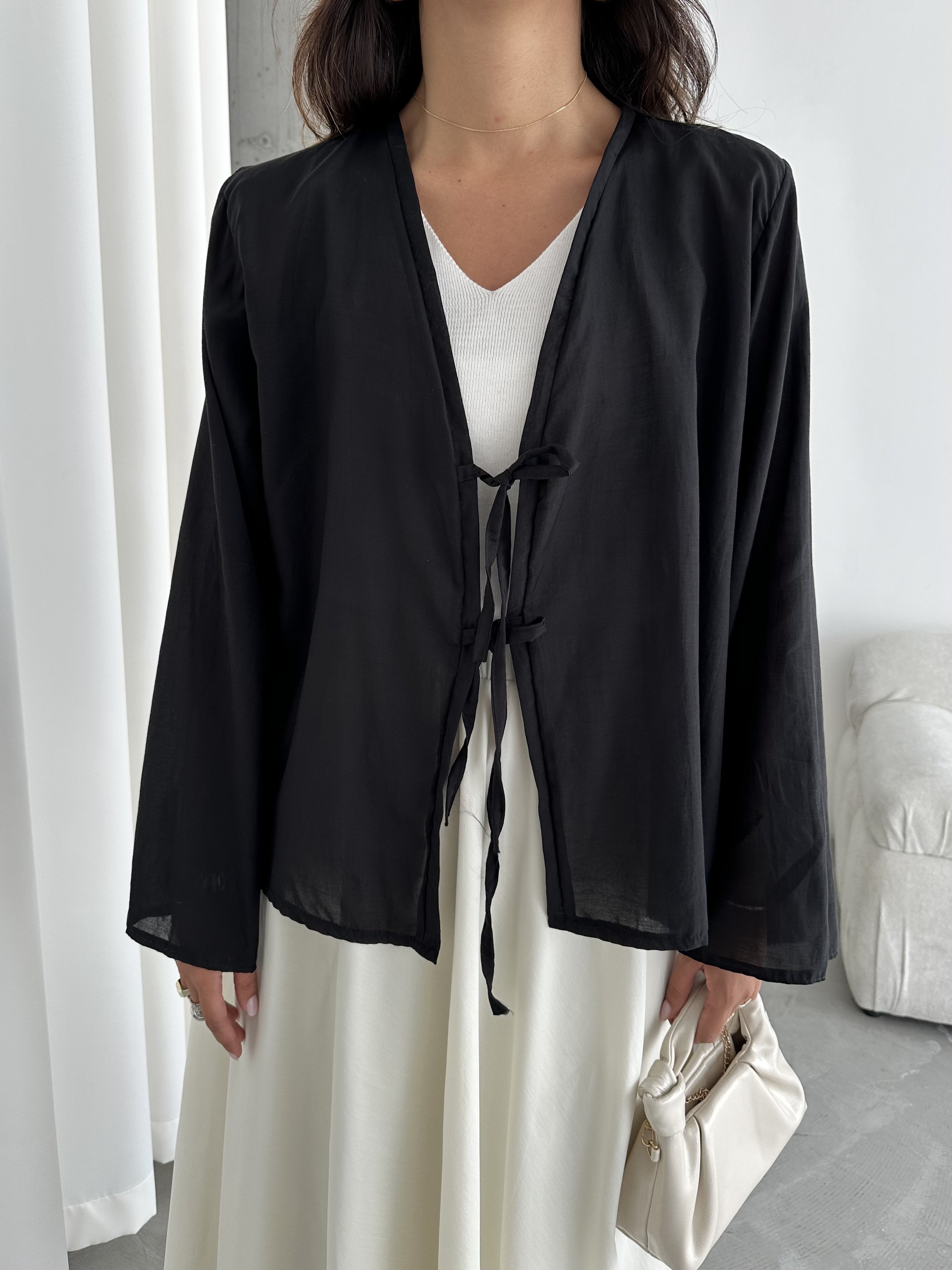 Siyah Kısa Kimono