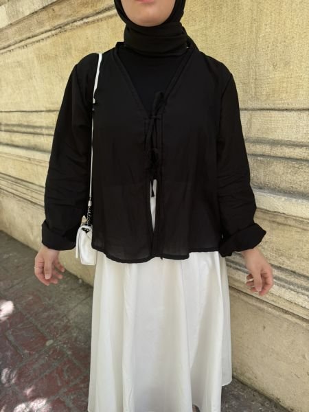 Siyah Kısa Kimono