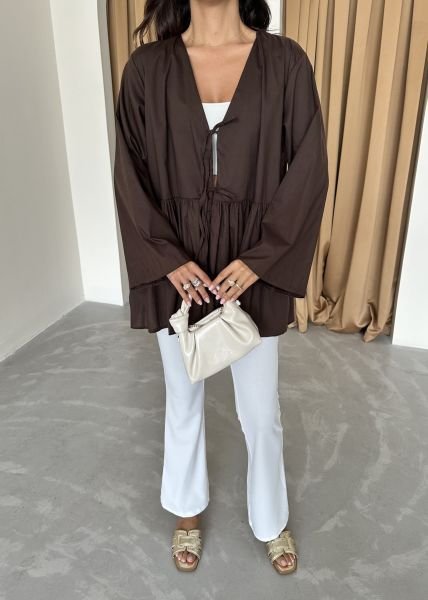 Kahverengi Büzgü Kimono
