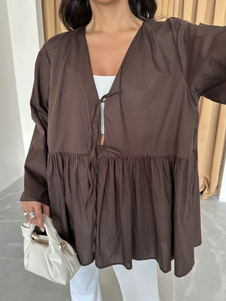 Kahverengi Büzgü Kimono