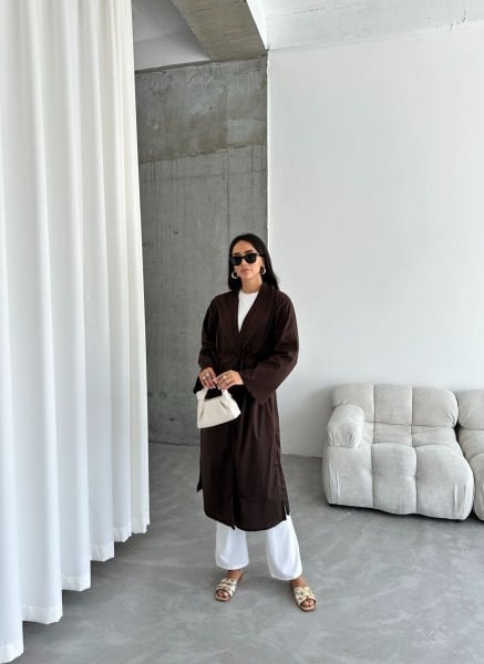 Kahverengi Uzun Kimono
