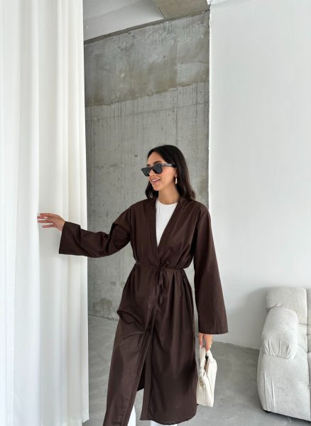 Kahverengi Uzun Kimono