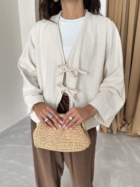 Ekru Kısa Kimono