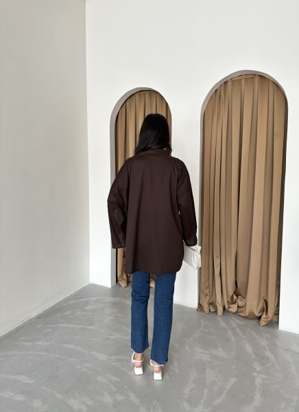 Kahverengi Bağlamalı Kimono