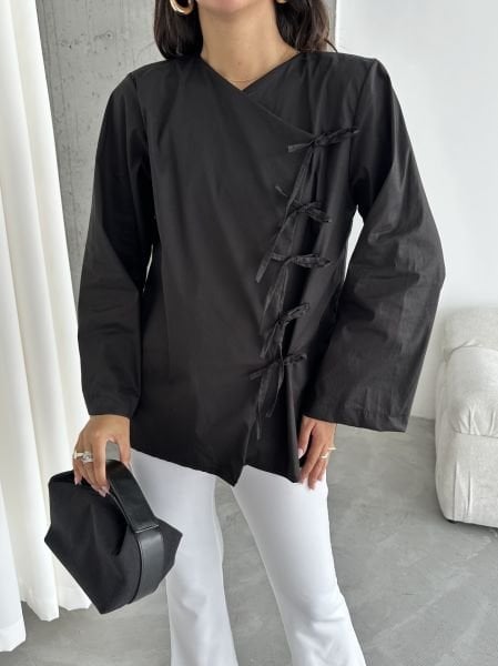 Siyah Bağlamalı Kimono