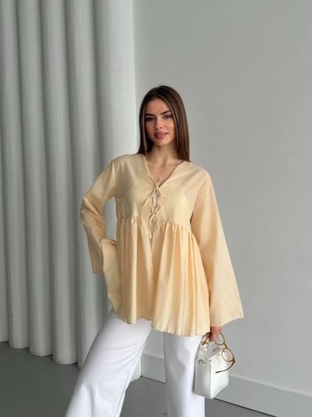 Sarı Büzgü Kimono