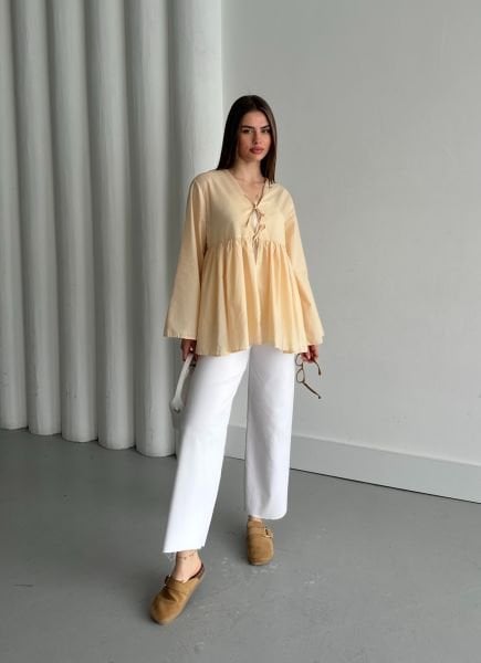 Sarı Büzgü Kimono