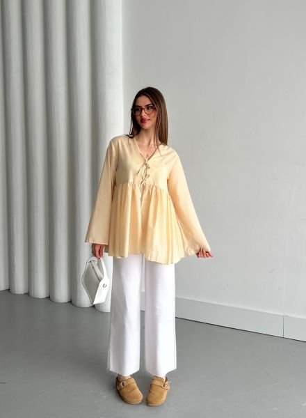 Sarı Büzgü Kimono