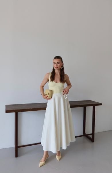 Beyaz Bağlamalı Pamuk Etek