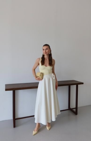 Beyaz Bağlamalı Pamuk Etek