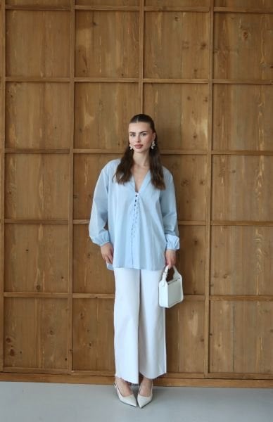 Mavi Kimono Gömlek